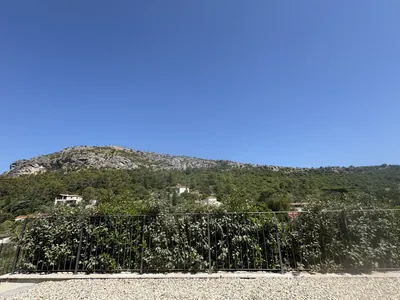 Vue sur le massif de Peyremale depuis la terrasse